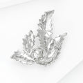 Silver Tone Crystal Leaf Brooch with White Faux Pearl view 4