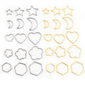 Geometric Outline Metal Charms in Star Moon Heart and Floral Shapes view 2