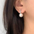 Silver Tone Pearl Huggie Earrings Clear Stone Bars Two Styles view 3
