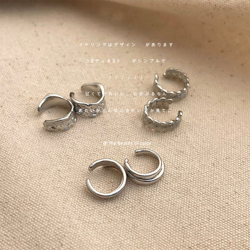 Silver Tone Ear Cuffs In Three Sculpted Textured Styles