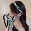 Pearl And Crystal Headband In Four Jewel Tone Colorways view 2