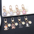 Mixed Cat and White Daisy Enamel Clip Keychain Eight-Style Collection view 2