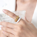 Crystal Dome Dual Band Enamel Stack Ring Gold Steel view 7