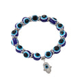 Silver Tone Blue Evil Eye Bead Stretch Bracelets with Six Charms view 5