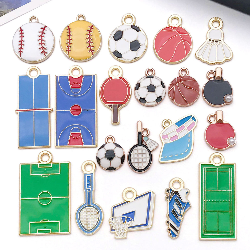 Enamel Zinc Alloy Soccer Badminton Table Tennis Sports Charm Pendant for Phone Straps