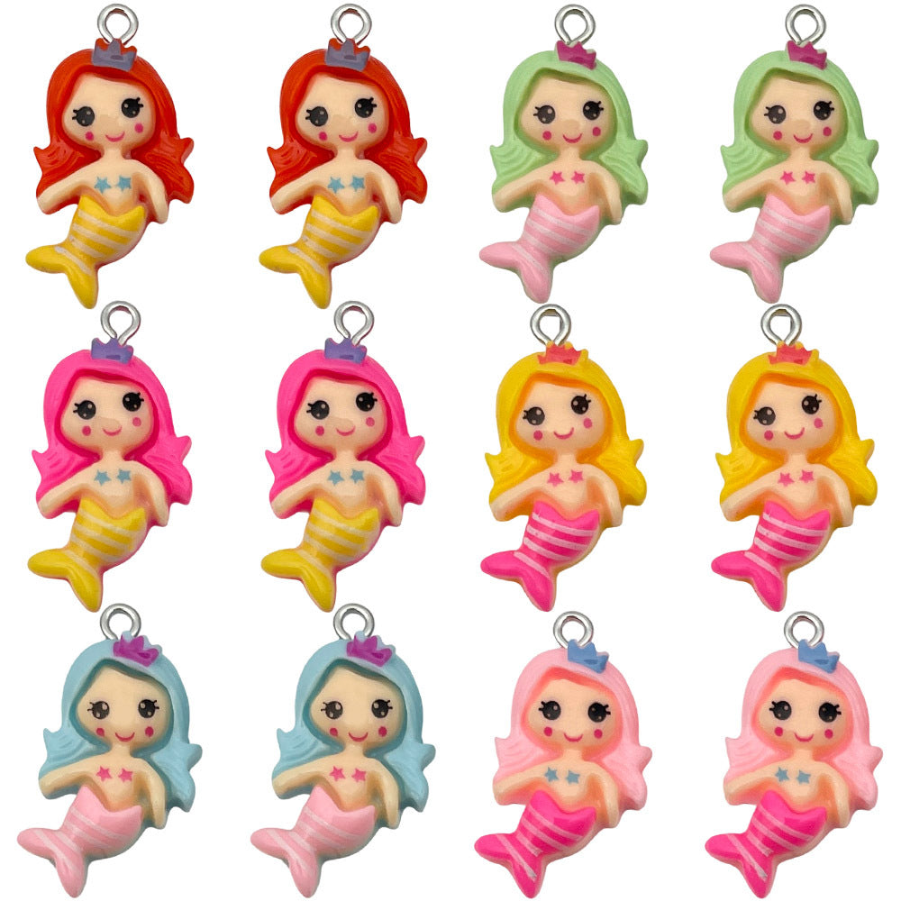 Candy Color Resin Mermaid Charm Pendant for DIY Earrings Necklaces Phone Chain