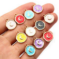 Round Moon and Star Enamel Charms in Eight Color Options view 4