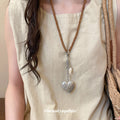 Cord Necklace with Clear Heart and Metal Charms Fashion Jewelry view 3