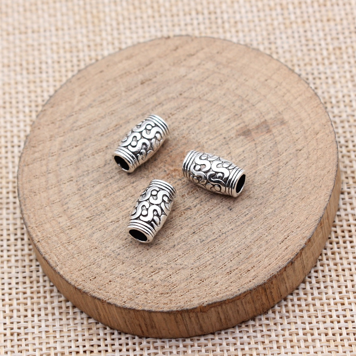 12x6.5x6.5mm 1.2g Multicolor Zinc Alloy Carved Tube Large Hole Spacer Beads for Bracelet Making