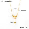 Gold Textured Bow Heart Drop Pendant Chain Necklace view 6