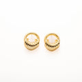 Sculpted Ribbed Open Round Hoop Earrings in Gold and Silver view 5