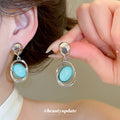 Oval Pastel Resin Drop Earrings in Polished Statement Design view 3