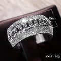 Silver-Tone Cuban Chain Finger Ring With Pave Cubic Zirconia view 5