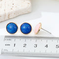 Gold Tone Oval Opal Effect Stud Earrings in Five Colors view 5