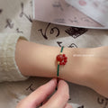 Green Cord Red Agate Cat Paw Focal Bracelet Adjustable view 2