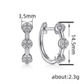 Silver Tone Hoop Earrings With Three Round Clear Stone Stations view 4