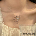 Silver Bow Milky Stone CZ Drop Pendant Necklace One Finish view 4