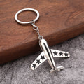 Metal Airplane Keychain With Red, Black And Blue Stars view 4
