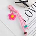 Smiley Face Daisy Flower Braided Cord Charm with Bead Accents view 2