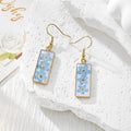 Slim Rectangular Pressed Flower Drop Earrings in Twelve Designs view 6