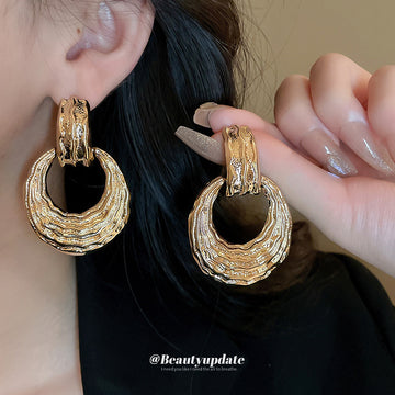 Textured Open Drop Earrings in Gold and Silver Tones