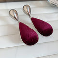 Silver Tone Velvet Teardrop Earrings in Five Colors view 6