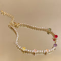 Gold Multicolor Crystal Flower Tennis Bracelet Adjustable view 6