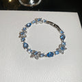 Silver Flower Crystal Tennis Bracelets Blue Yellow Pink Purple view 6