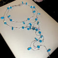 Blue Crystal Layered Y Necklace with Teardrop Accents view 6