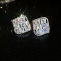 Geometric Crystal Stud Earrings in Square and Open Diamond Shapes view 6