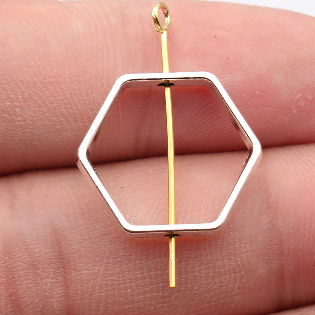 20x18mm 1.4g Multicolor Zinc Alloy Geometric Hollow Hexagon Frame Loose Metal Beads for Jewelry Making