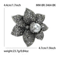 Pearl Flower Leaf Brooch Vintage Rhinestone Metal Pin view 8