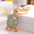 Rhinestone Turtle Ocean Keychain Gold Tone Clasp Ring view 2