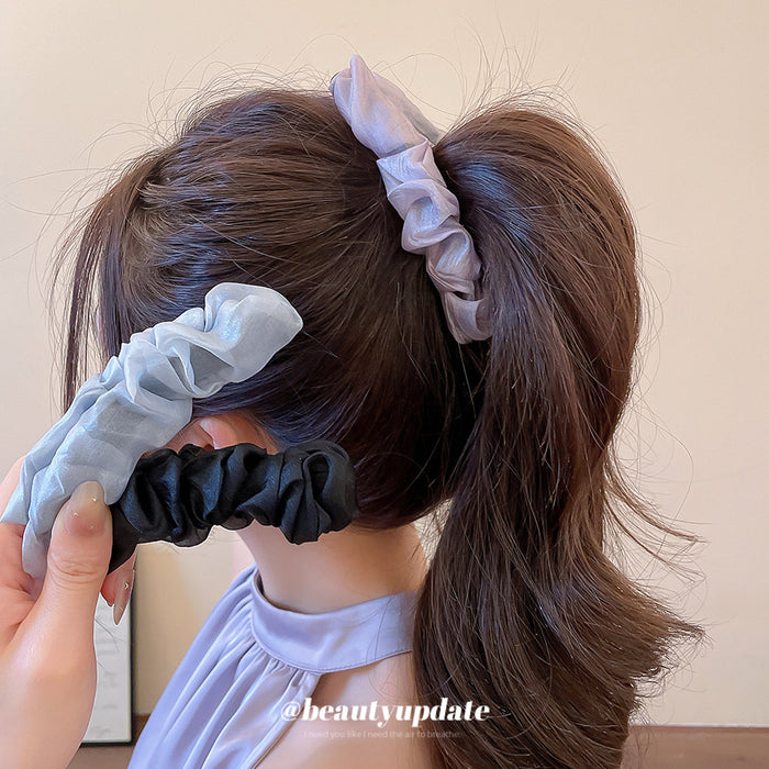 Ruched Sheer Fabric Banana Hair Clips Black Purple Blue-Gray