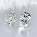 Camellia Flower Clear Pave Stud Earrings Two Tones view 3