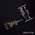 Branch and Leaf Long Drop Earrings in Silver Tone Jewelry view 4