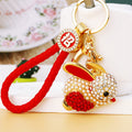 Pearl Accent Rounded Rabbit Keychains with Four Fortune Loop Colors view 4