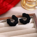 Flocked Twisted Open C Hoop Earrings in Red and Black view 3