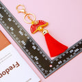 Red Enamel Dragon Fan Tassel Keychain with Gold Tone Hardware view 3