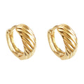 Twisted Rope Circular Huggie Hoop Earrings Silver Gold Tone view 5