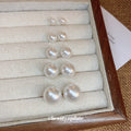 White Pearl Look Stud Earrings in Four Sizes Jewelry view 3