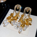 Crystal Teardrop Pearl Chandelier Earrings - 2 Styles view 7