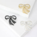 Pearl Rhinestone Bow Brooch Gold Silver Black Three Styles view 1