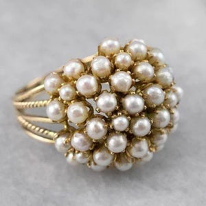 Pearl-Like Floral Cluster Statement Ring In Four Colorways