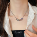 Silver Snake Chain Crystal Bead Necklace Charm Cable Bangle view 4
