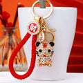 Jeweled Zodiac Tiger Keychain with Gold Tone Ring and Lobster Clasp view 4