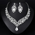 Black Silver Tone Crystal Chevron Garland Crystal Seven Designs Metal Necklace and Earring view 1