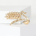 Champagne Crystal Wheat Stem Brooch with Gold Tone Leaves view 3