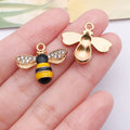 Zinc Alloy Enamel Bee Honeycomb Sunflower Charm Pendant for DIY Necklace Bracelet Keychain