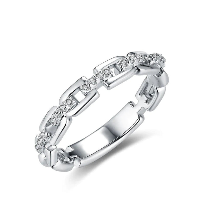 Rectangular Frame And Round Stone Slim Ring In Three Metal Tones